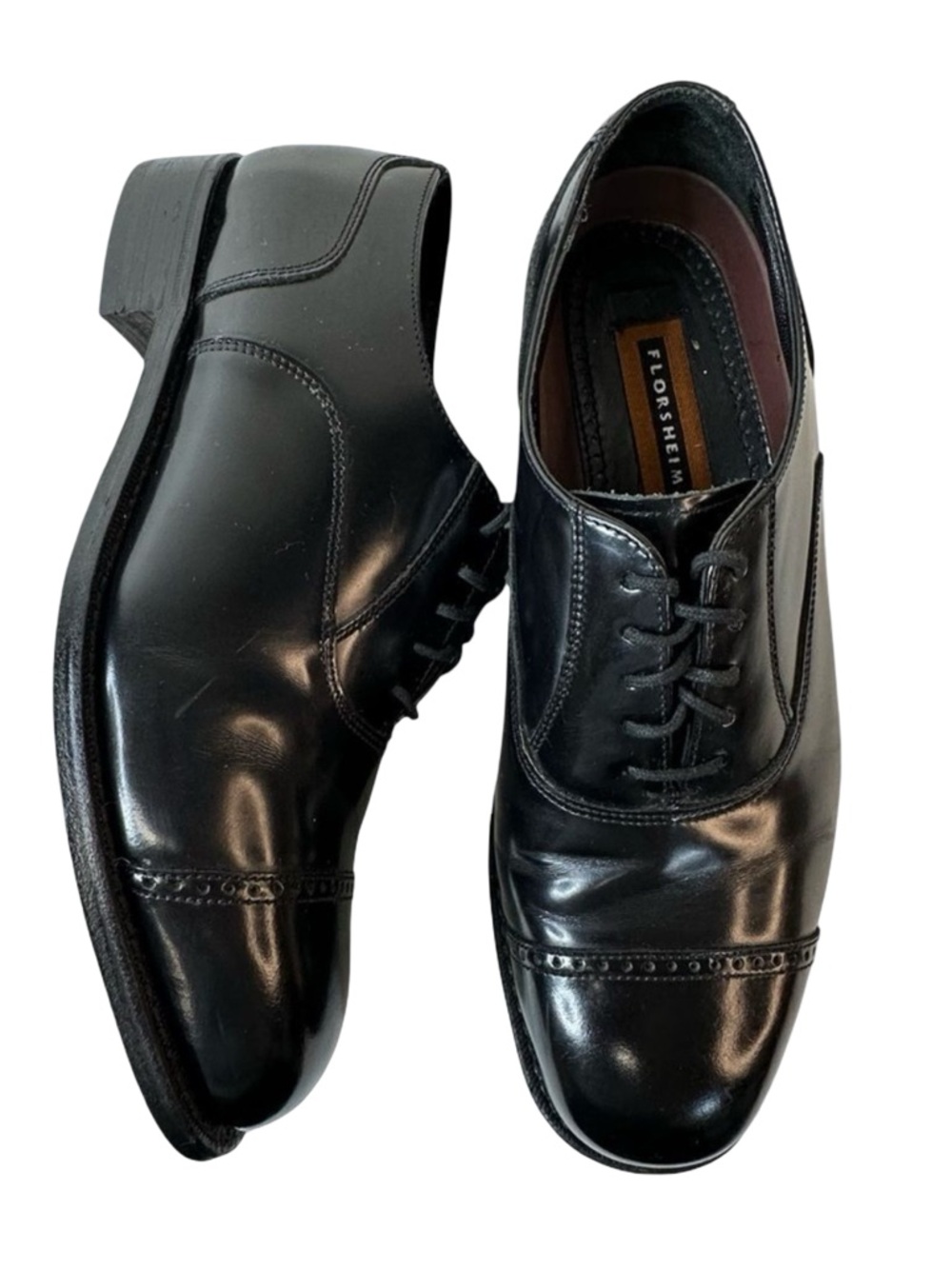 FLORSHEIM Men's Black Patent Lexington Cap Toe Oxford Size 9 D